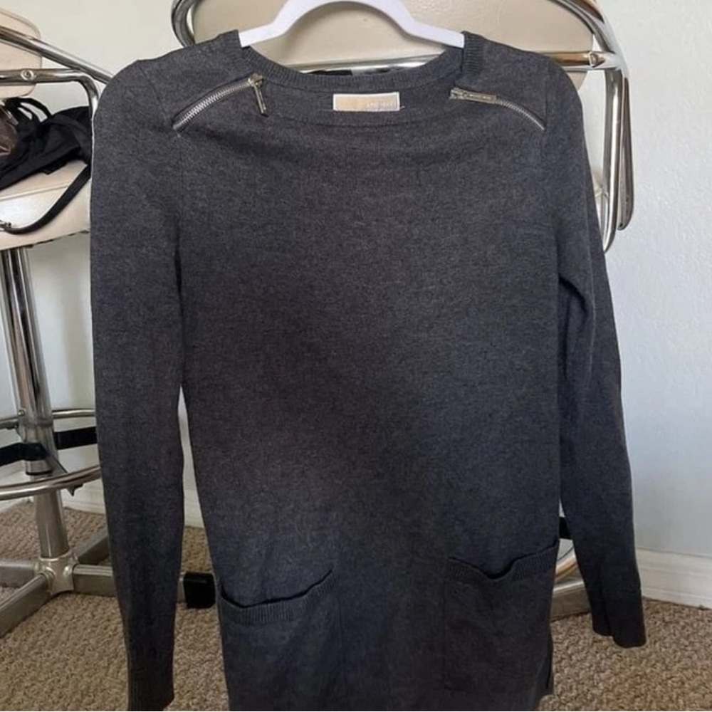 Michael Kors Long Sleeve Crewneck Sweater With Zippers